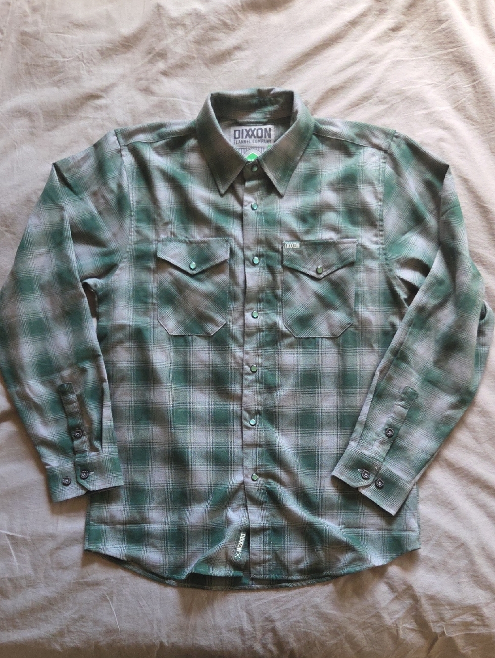 DIXXON Bixby 1 Med Green Plaid Casual Button-Down Shirt Pearl Buttons